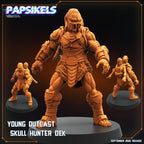 Sci-Fi Skull Hunter Miniature: Young Outcast Dek for Tabletop RPG (28mm/32mm Scale)