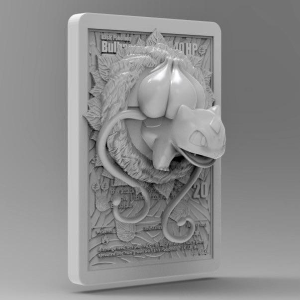 Bulbasaur V2 - 3D Printed Pokemon Card Wall Hanger | Fan Art | Pokemon TCG | Resin Model | ABC3D Models