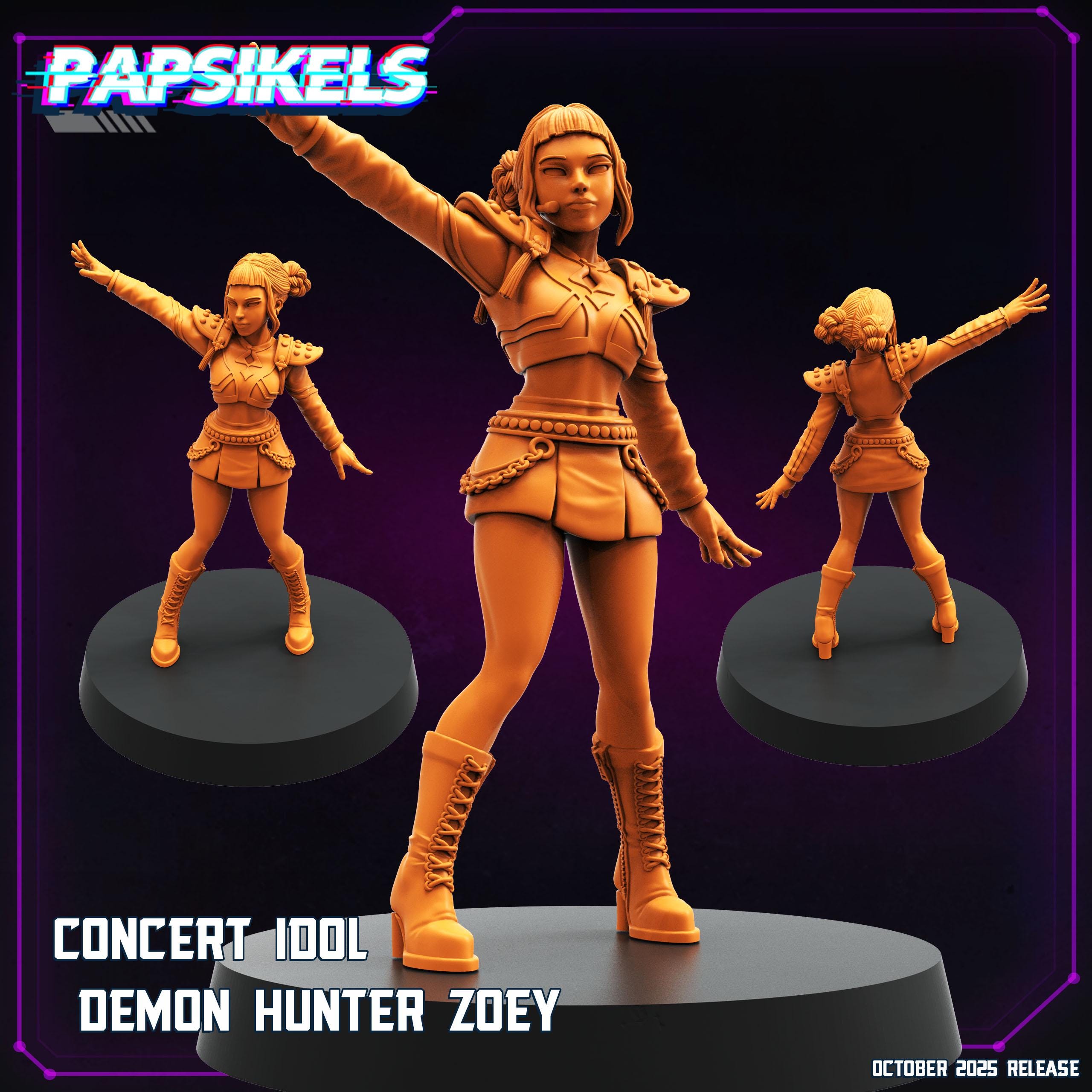 Concert Idol Demon Hunters – Mira, Rumi & Zoey | Cyberpunk Idol Squad | 28 mm / 32 mm Scale | Papsikels Miniatures