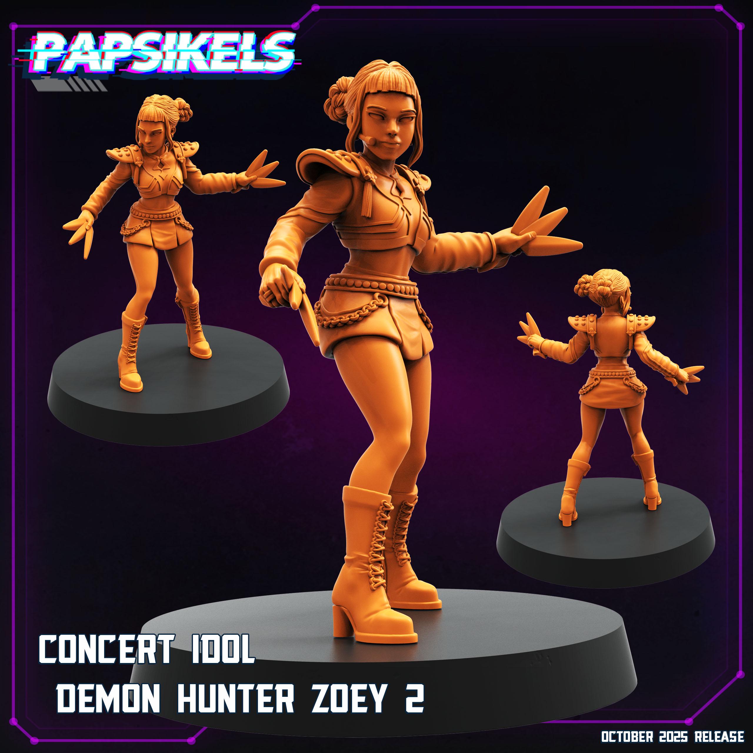 Concert Idol Demon Hunters – Mira, Rumi & Zoey | Cyberpunk Idol Squad | 28 mm / 32 mm Scale | Papsikels Miniatures