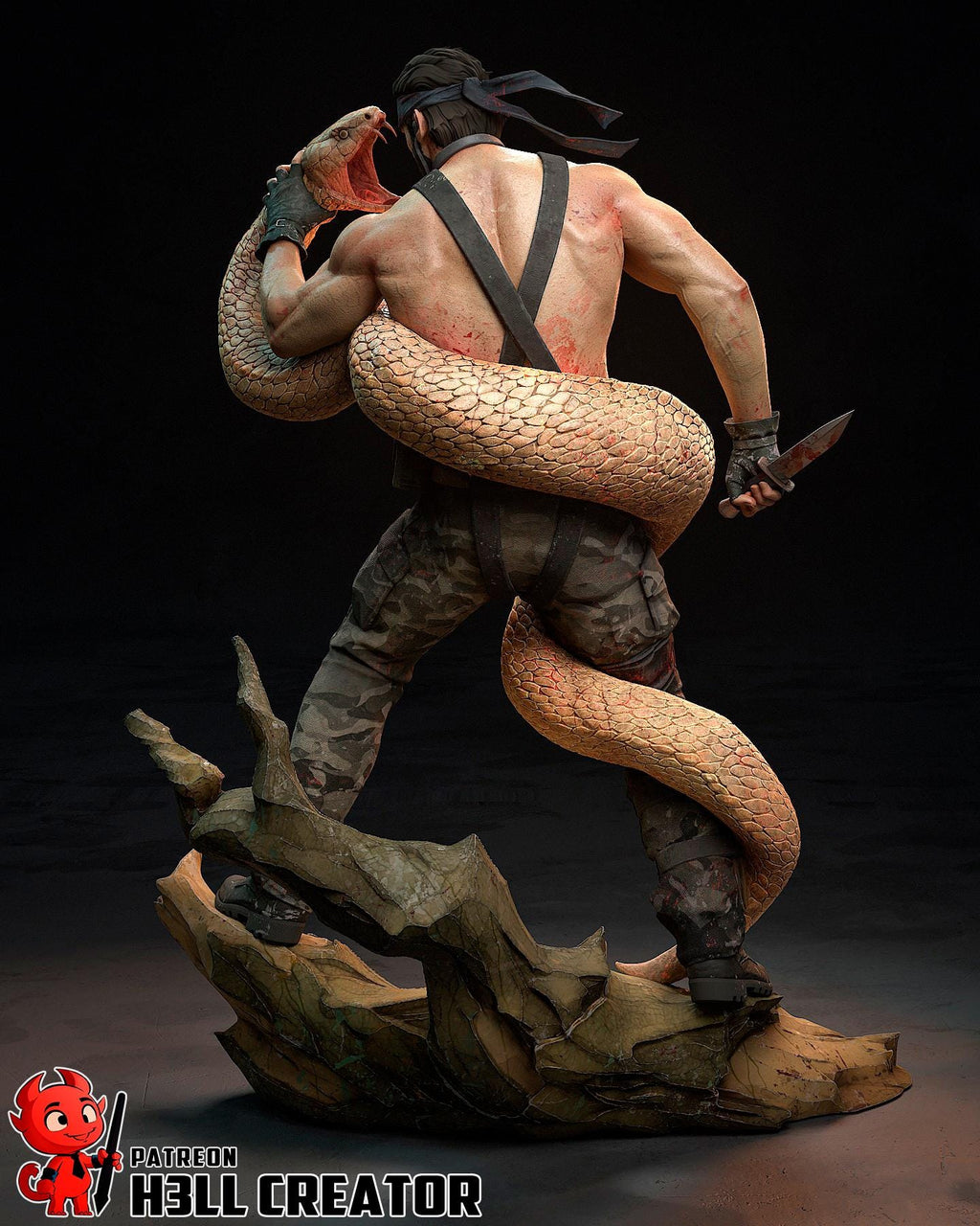 Big Boss (Naked Snake) from Metal Gear Solid - SNAKE EATER - Fan Art - Resin Miniature - H3LL Creator DIY Model Kit 1:12