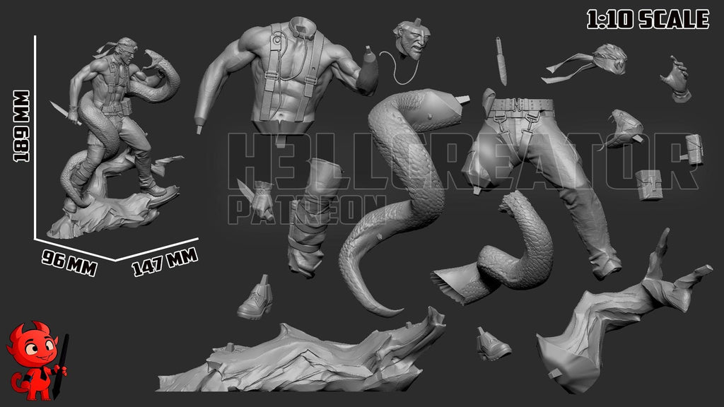 Big Boss (Naked Snake) from Metal Gear Solid - SNAKE EATER - Fan Art - Resin Miniature - H3LL Creator DIY Model Kit 1:12