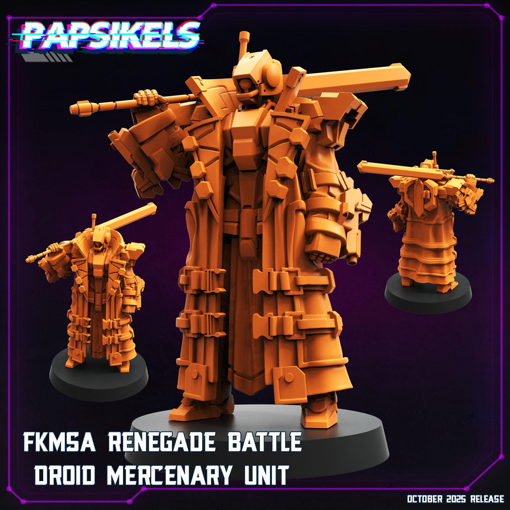 FKMSA Renegade Battle Droid Mercenary Unit | Cyberpunk Mecha Miniature | 28 mm / 32 mm Scale | Papsikels Miniatures