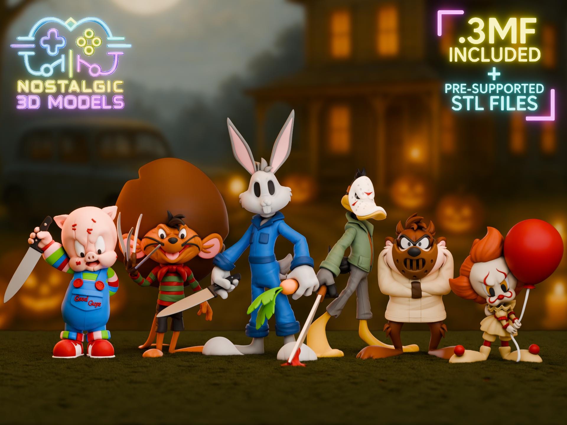 Toon Terror Collection | Nostalgic 3D Horror × Loony Mashup Set | Large & Small Resin Collectibles