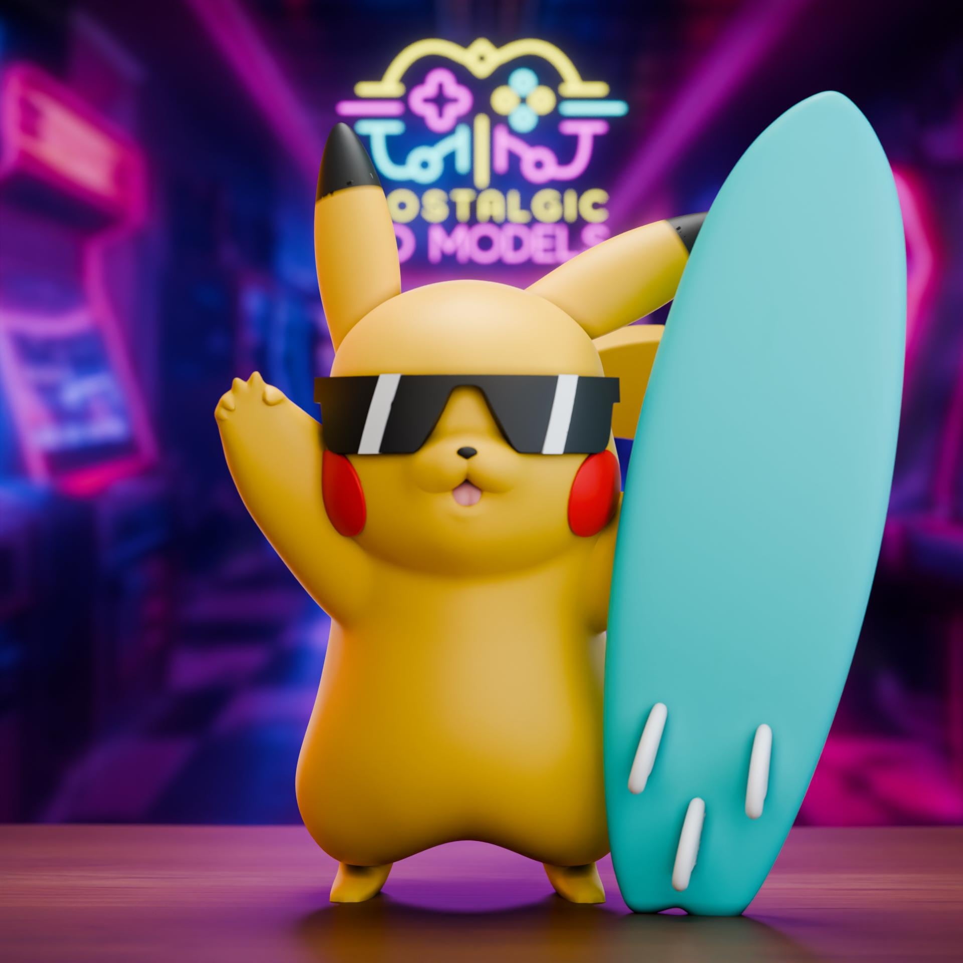 Summer Beach Day | Nostalgic 3D Pokémon-Inspired Resin Figures | Pikachu, Eevee & Snorlax | Collector Display Set