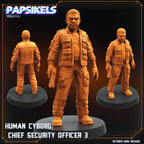 Human Cyborg Chief Security Officer (Morrow Variant Set) | Alien Earth | 28mm / 32mm Scale | Papsikels Miniatures