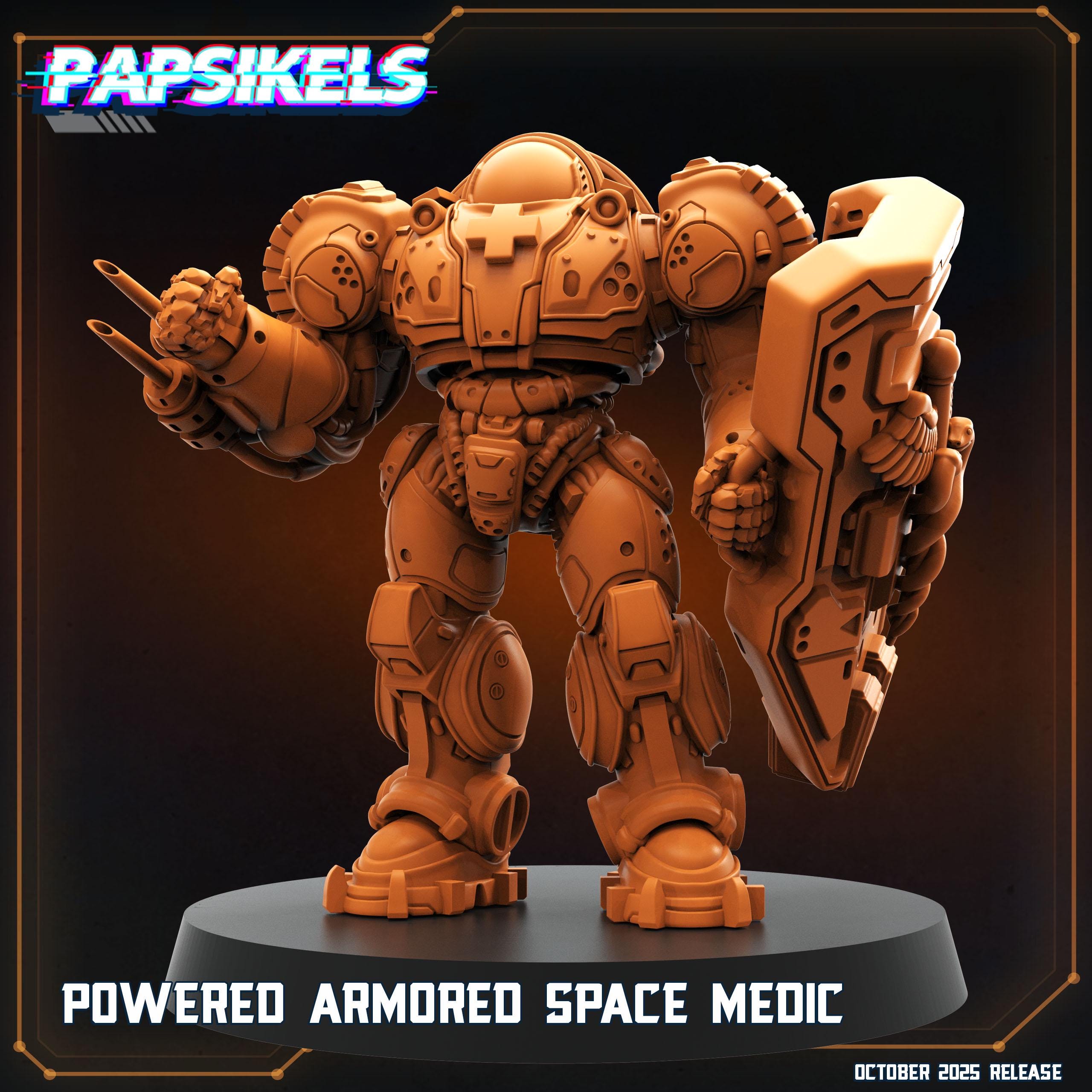 Powered Armored Space Medic | 28 mm / 32 mm Scale | Sci-Fi Miniature | StarCraft-Inspired | Papsikels Miniatures