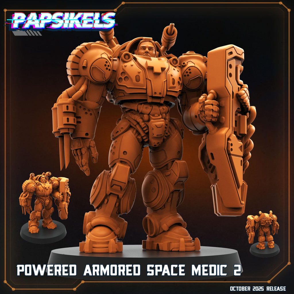 Powered Armored Space Medic | 28 mm / 32 mm Scale | Sci-Fi Miniature | StarCraft-Inspired | Papsikels Miniatures