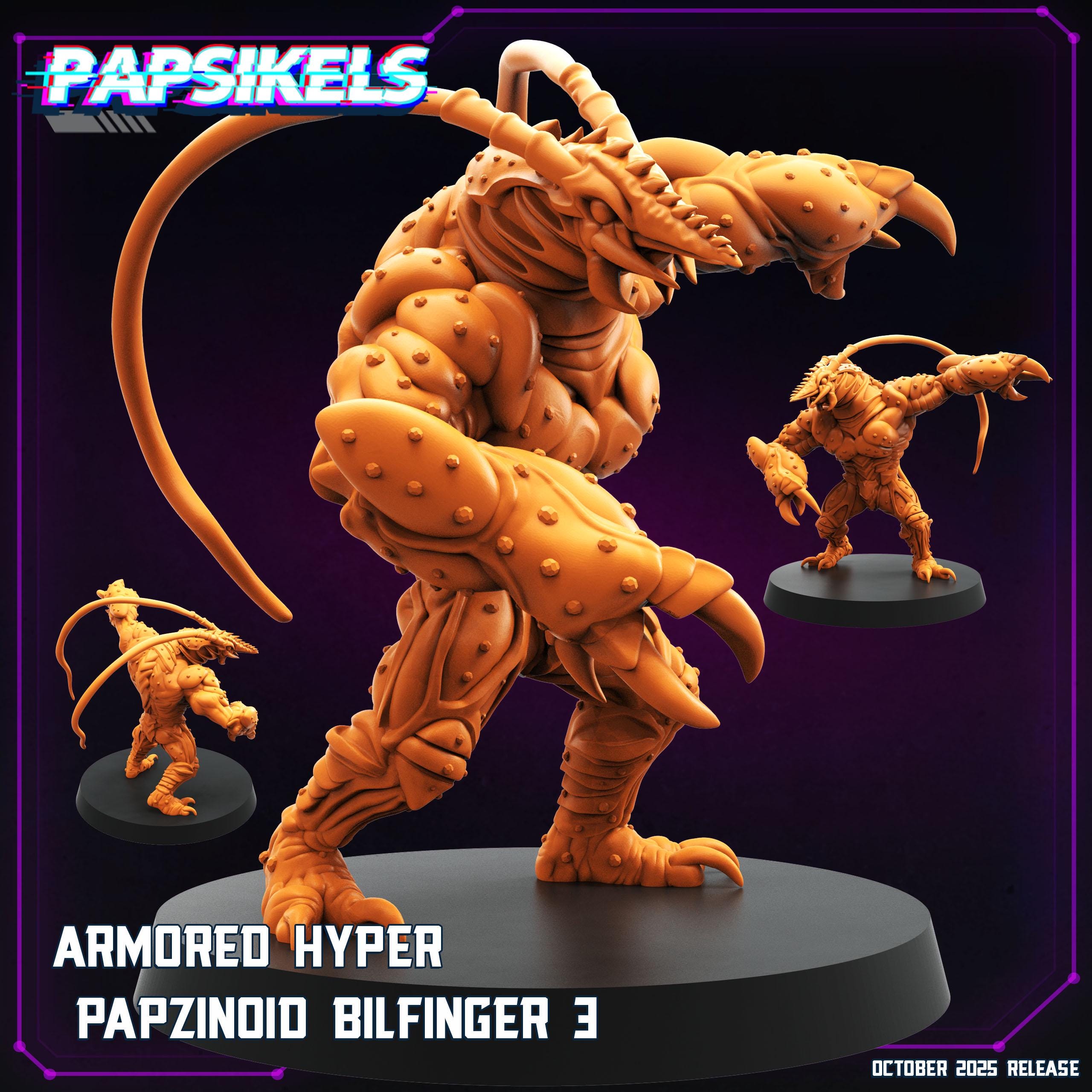 Armored Hyper Papzinoid Bilfinger – Bio-Weapon Warrior | Guyver Inspired | 28mm / 32mm Scale | Papsikels Miniatures