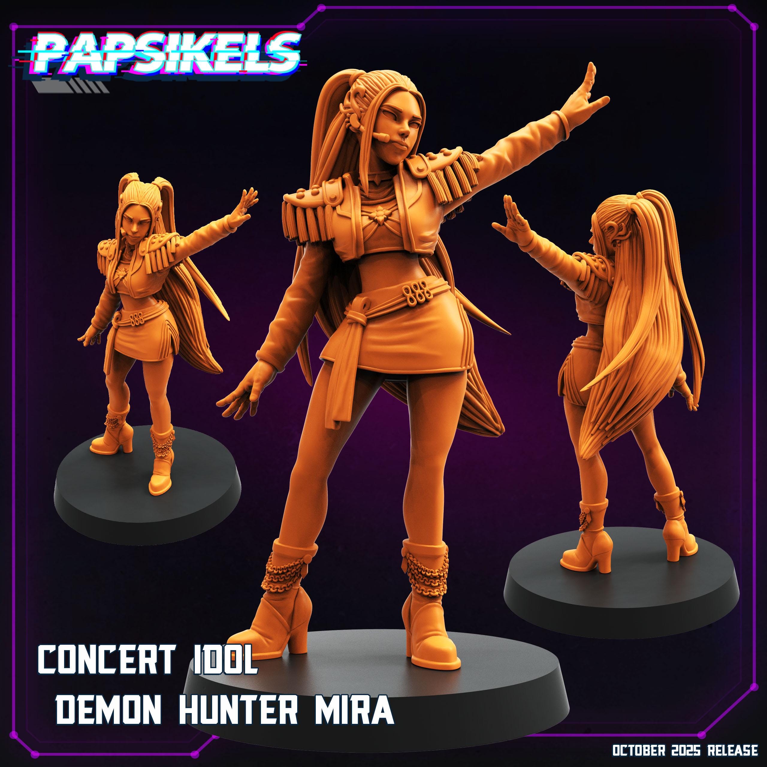 Concert Idol Demon Hunters – Mira, Rumi & Zoey | Cyberpunk Idol Squad | 28 mm / 32 mm Scale | Papsikels Miniatures
