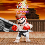 Super Brawl Legends | Nostalgic 3D Mario × Street Fighter Fusion Set | Large & Small Collectible Resin Figures