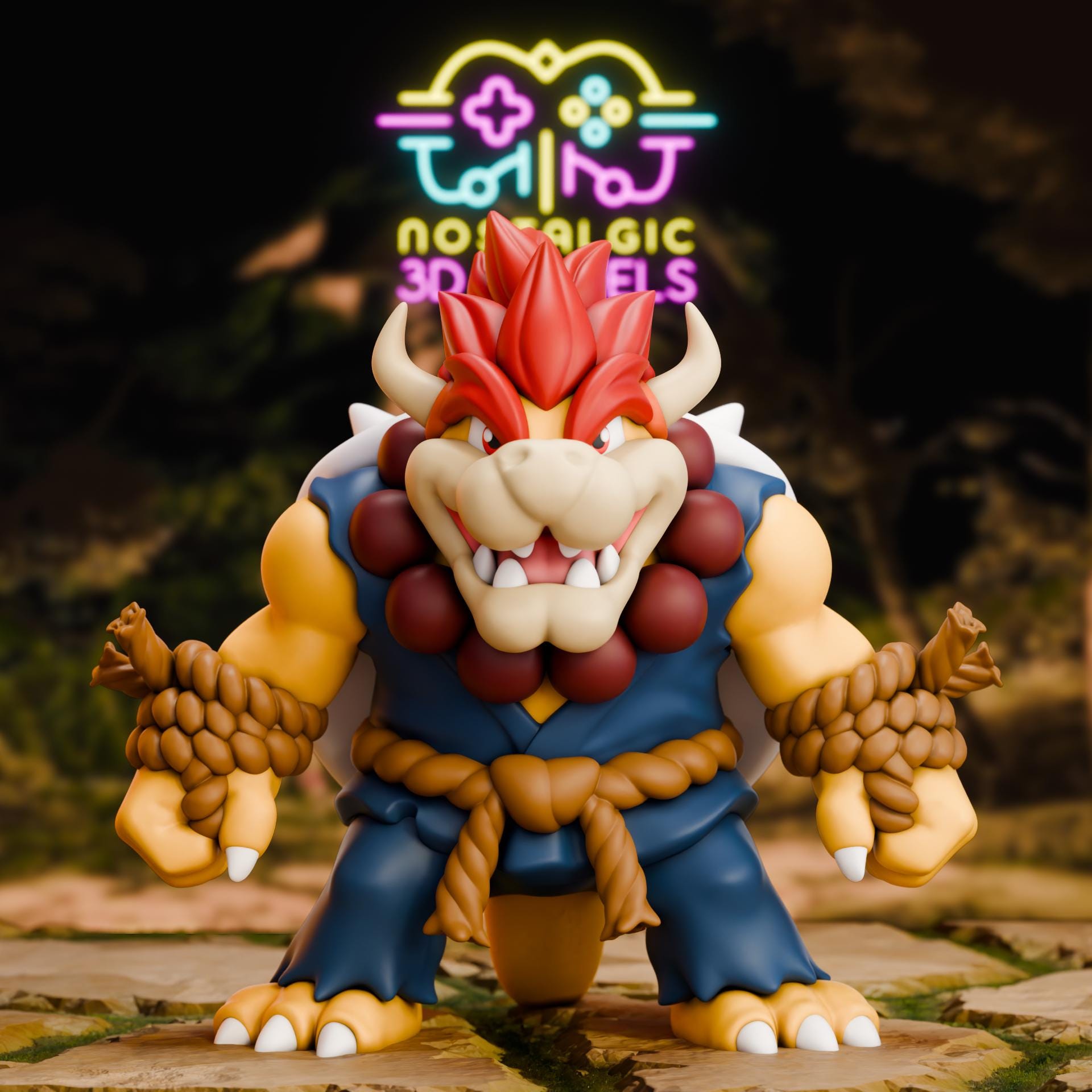 Super Brawl Legends | Nostalgic 3D Mario × Street Fighter Fusion Set | Large & Small Collectible Resin Figures