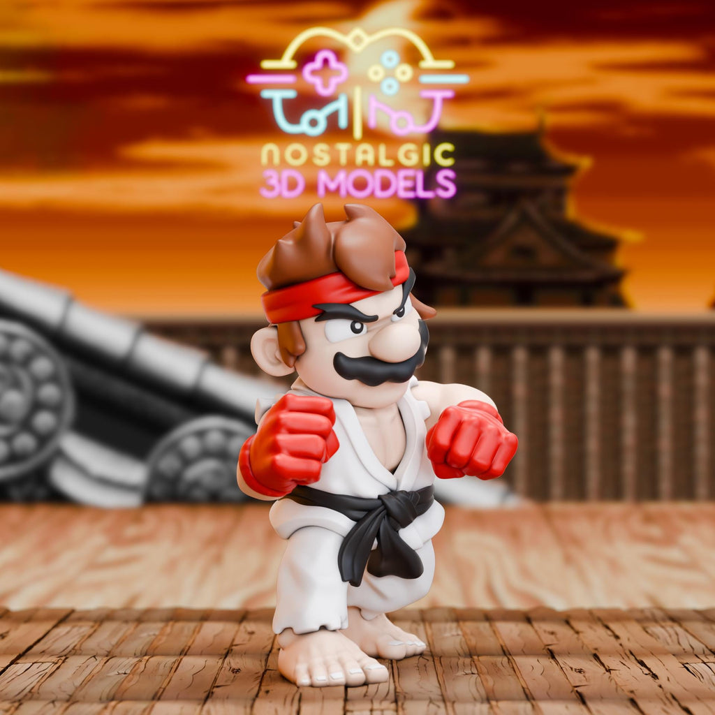 Super Brawl Legends | Nostalgic 3D Mario × Street Fighter Fusion Set | Large & Small Collectible Resin Figures