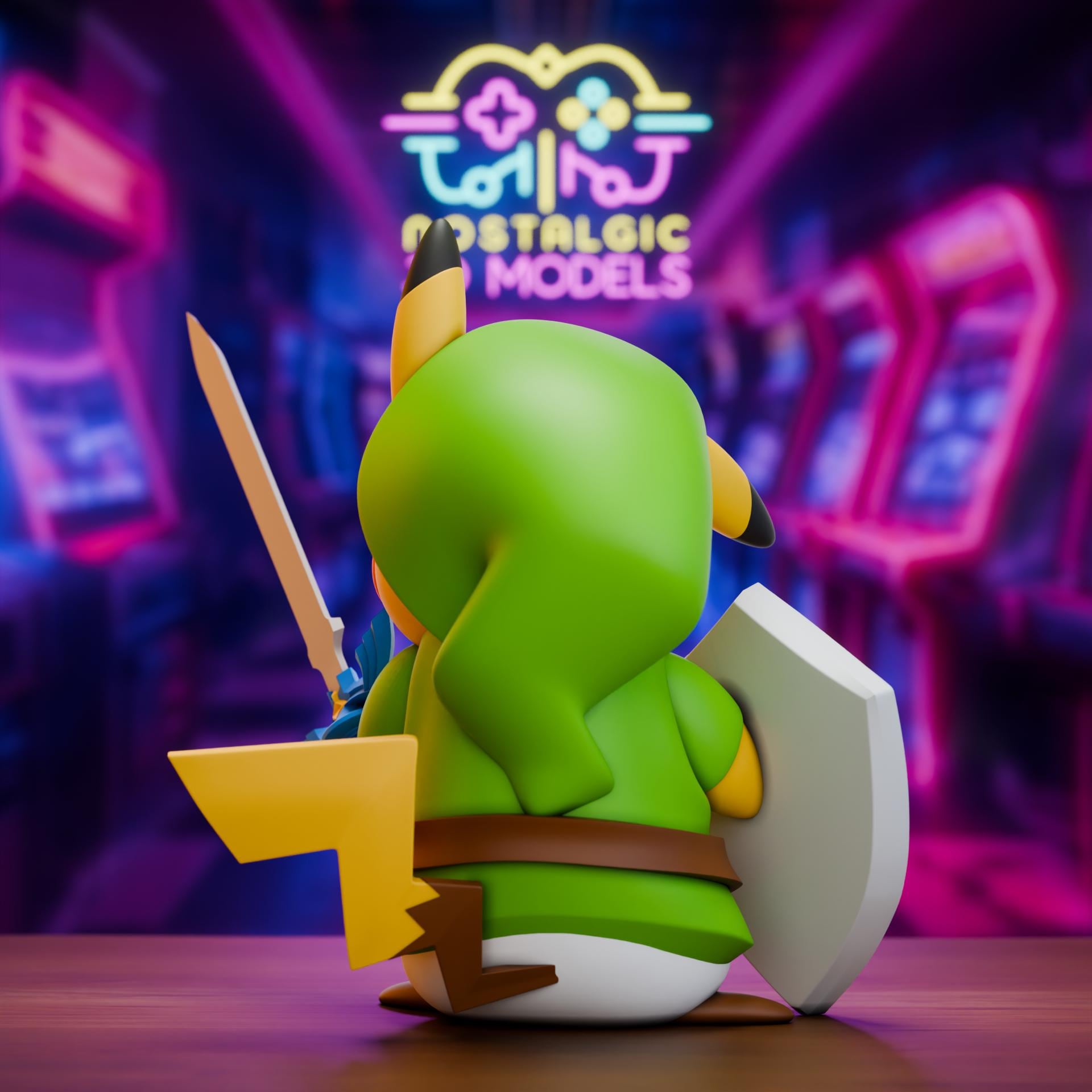 Retro Gaming Heroes | Nostalgic 3D Pikachu Link and Spyro Charizard Mashup | Large and Small Resin Collectibles