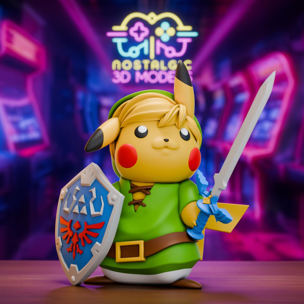 Retro Gaming Heroes | Nostalgic 3D Pikachu Link and Spyro Charizard Mashup | Large and Small Resin Collectibles