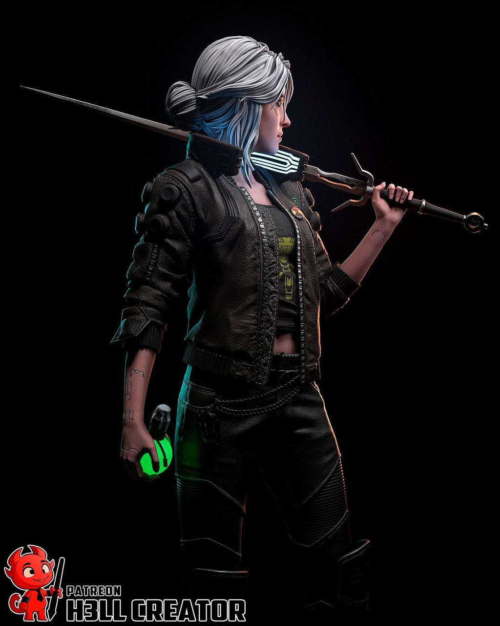 Ciri – Cyberpunk 2077 Fan art | H3LLcreator | Full Model or Bust | Premium Resin Print