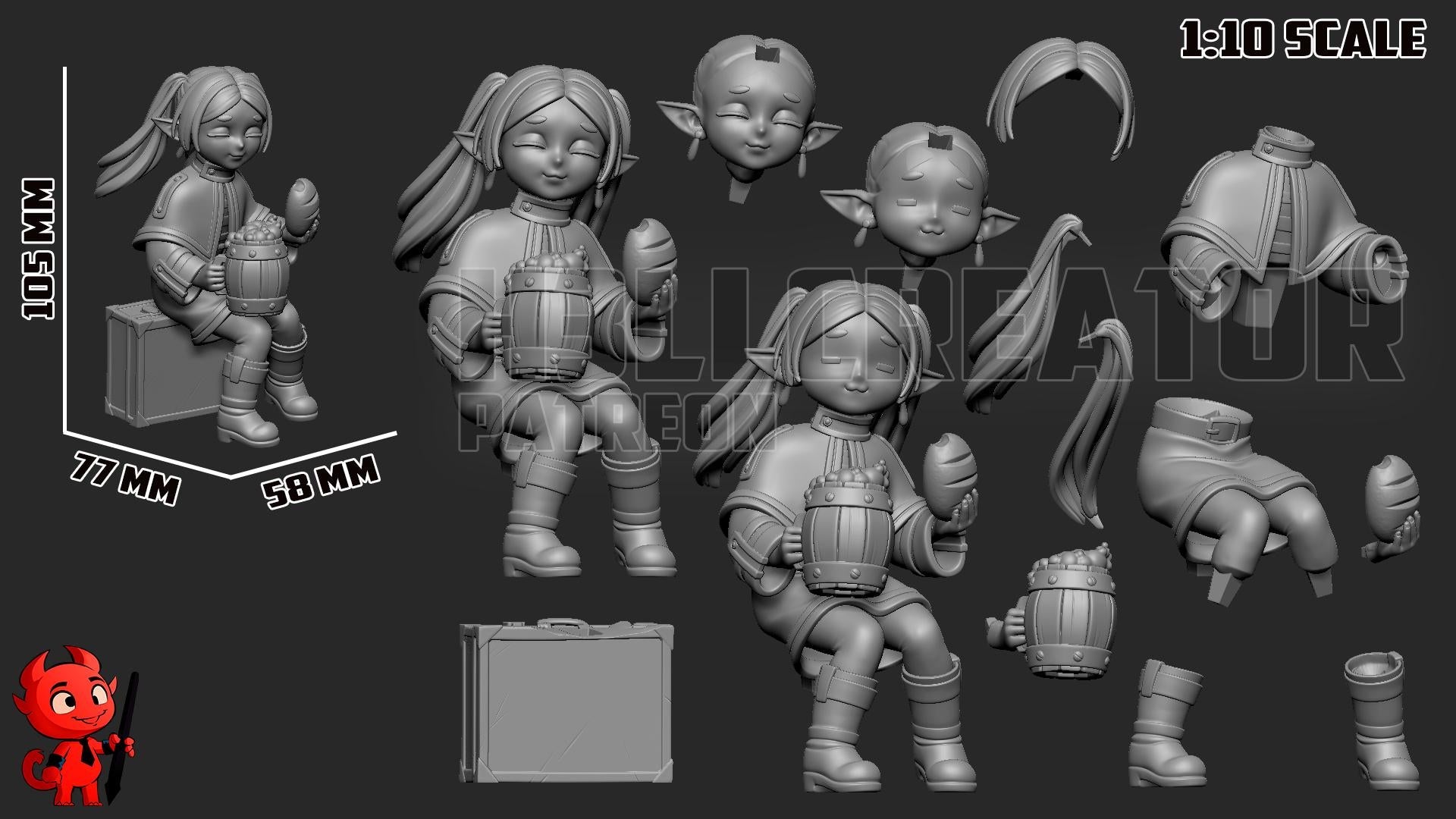 Frieren (Fan Art) – Frieren Beyond Journey’s End | H3LLcreator | 1:10 Scale Resin Model | Premium Collector Print