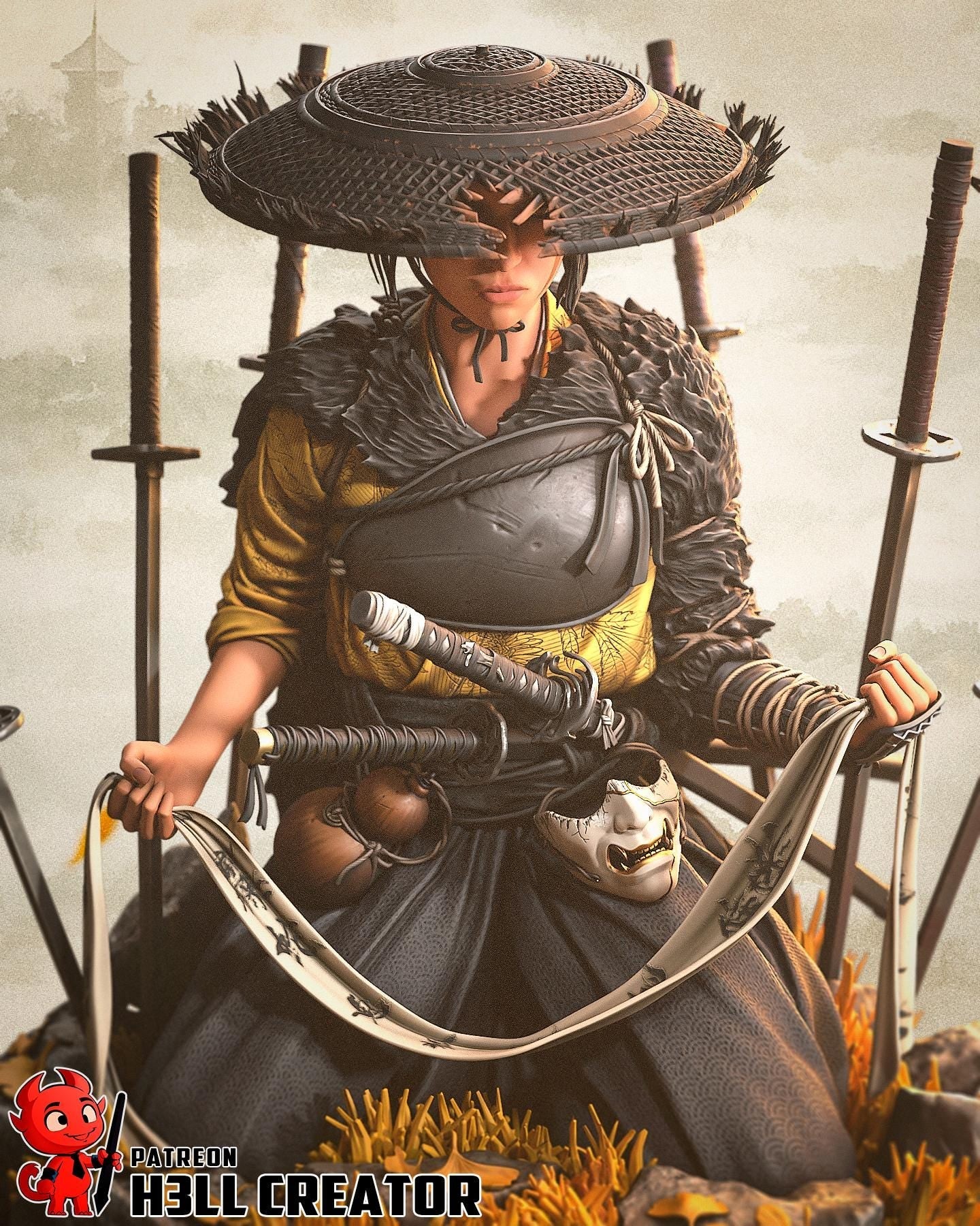 Atsu (Fan Art) – Ghost of Yotei | H3LLcreator | Full Model or Bust | Premium Resin Print