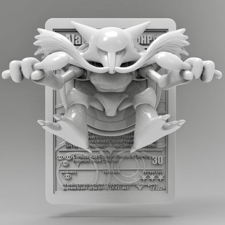 Alakazam V2 - 3D Printed Pokemon Card Wall Hanger | Fan Art | Pokemon TCG | Resin Model | ABC3D Models
