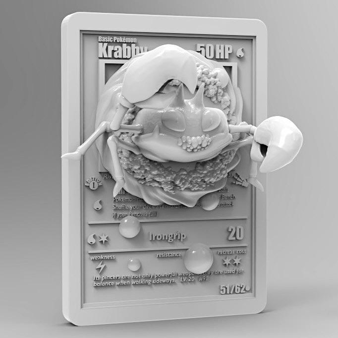 Krabby - 3D Printed Pokemon Card Wall Hanger | Fan Art | Pokemon TCG | Resin Model | ABC3D Models