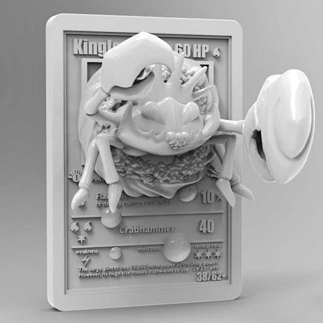 Kingler - 3D Printed Pokemon Card Wall Hanger | Fan Art | Pokemon TCG | Resin Model | ABC3D Models