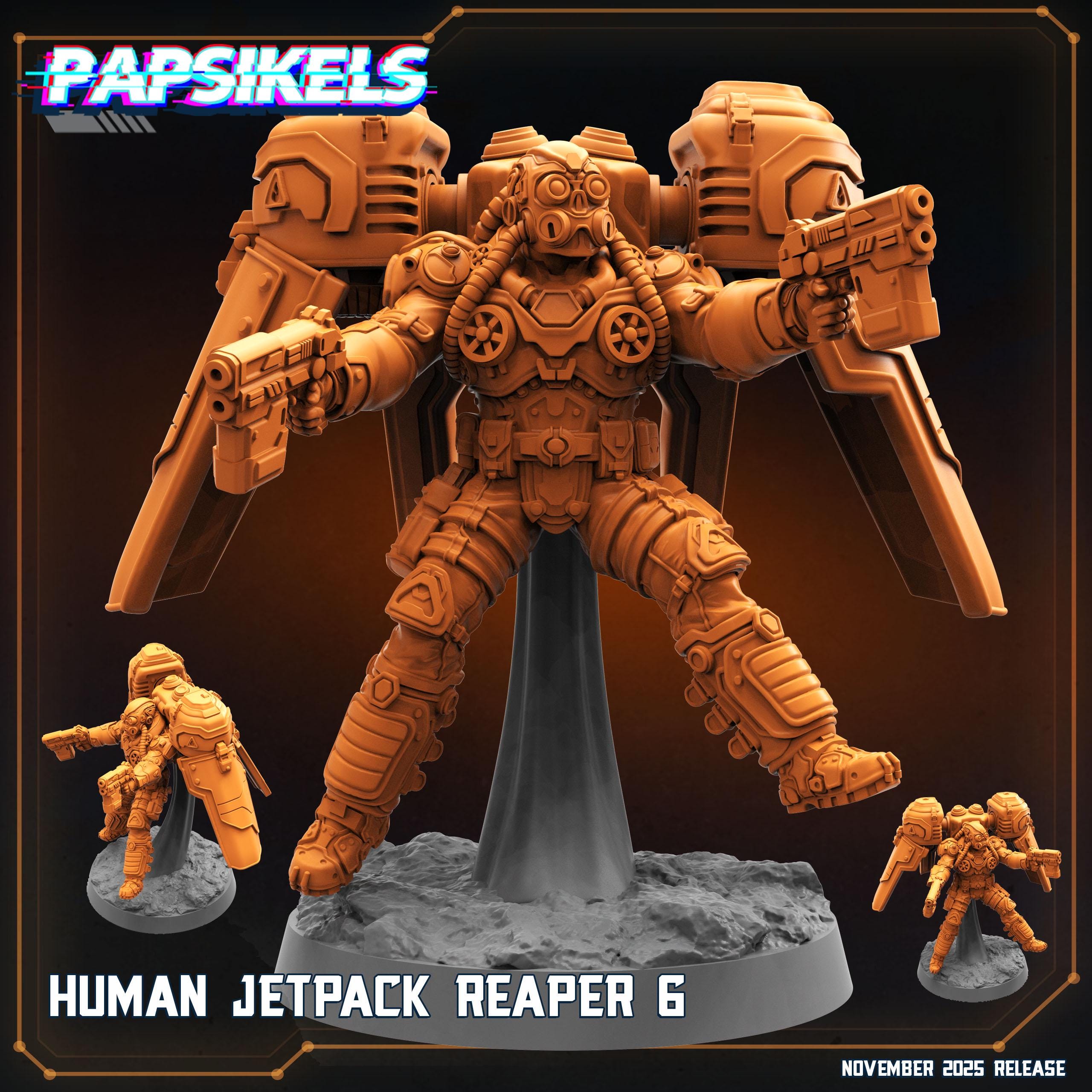 Human Jetpack Reaper 1–7 | Papsikels | Helldivers-Inspired | 28mm or 32mm Scale | Resin Miniatures