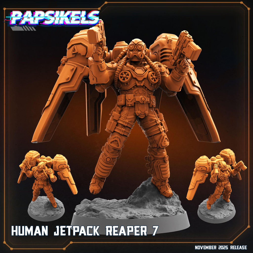 Human Jetpack Reaper 1–7 | Papsikels | Helldivers-Inspired | 28mm or 32mm Scale | Resin Miniatures