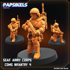SEAF Army Corps Comms Infantry 1–5 | Papsikels | Helldivers-Inspired | 28 mm or 32 mm Scale | Resin Miniatures