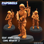 SEAF Army Corps Comms Infantry 1–5 | Papsikels | Helldivers-Inspired | 28 mm or 32 mm Scale | Resin Miniatures