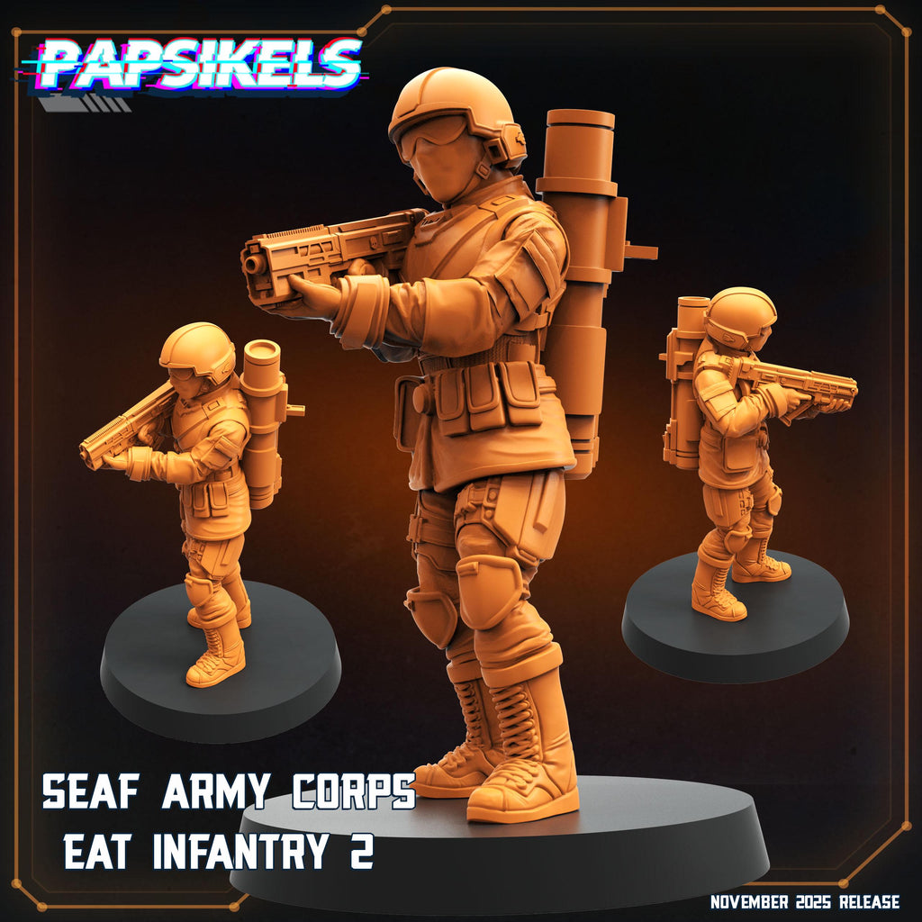 SEAF Army Corps EAT Infantry 1–5 | Papsikels | Helldivers-Inspired | 28 mm or 32 mm Scale | Resin Miniatures