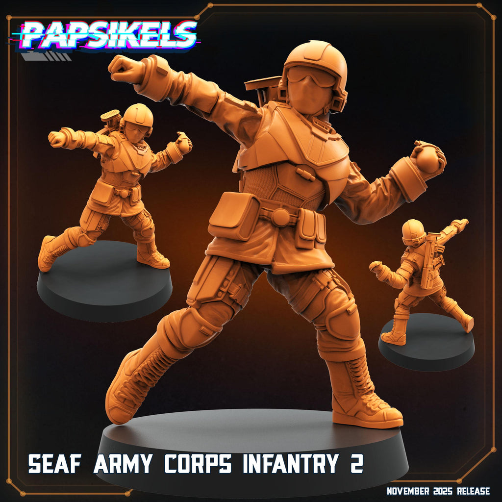 SEAF Army Corps Infantry 1–5 | Papsikels | Helldivers-Inspired | 28 mm or 32 mm Scale | Resin Miniatures