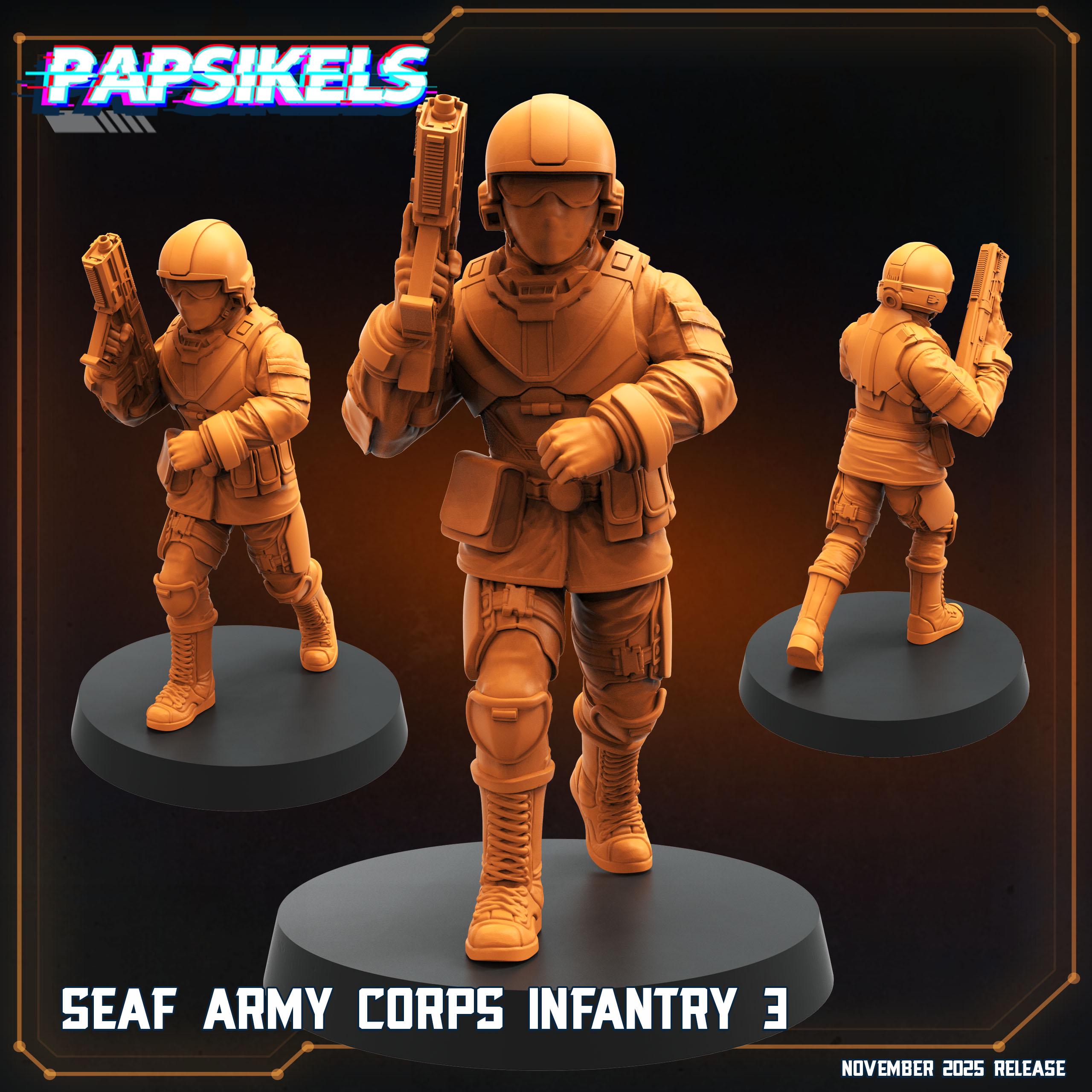 SEAF Army Corps Infantry 1–5 | Papsikels | Helldivers-Inspired | 28 mm or 32 mm Scale | Resin Miniatures