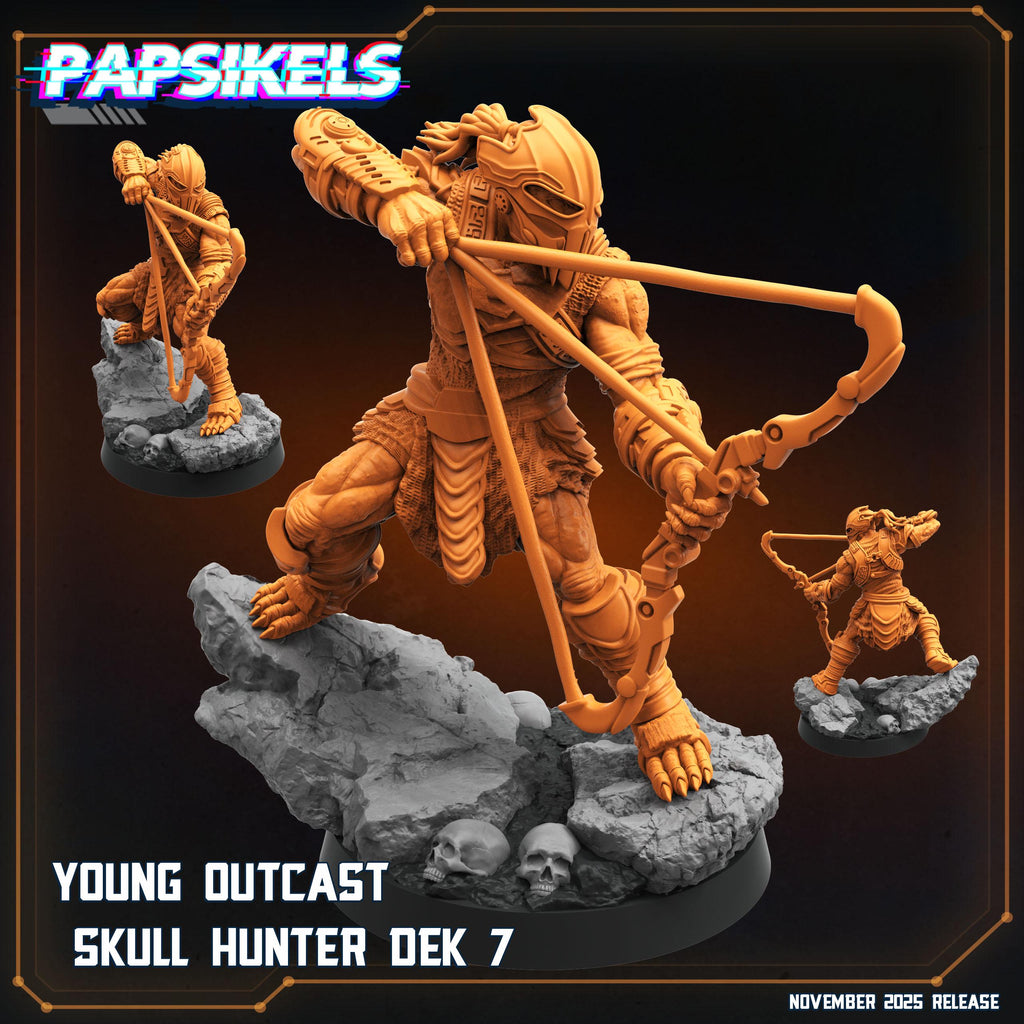 Sci-Fi Skull Hunter Miniature: Young Outcast Dek for Tabletop RPG (28mm/32mm Scale)