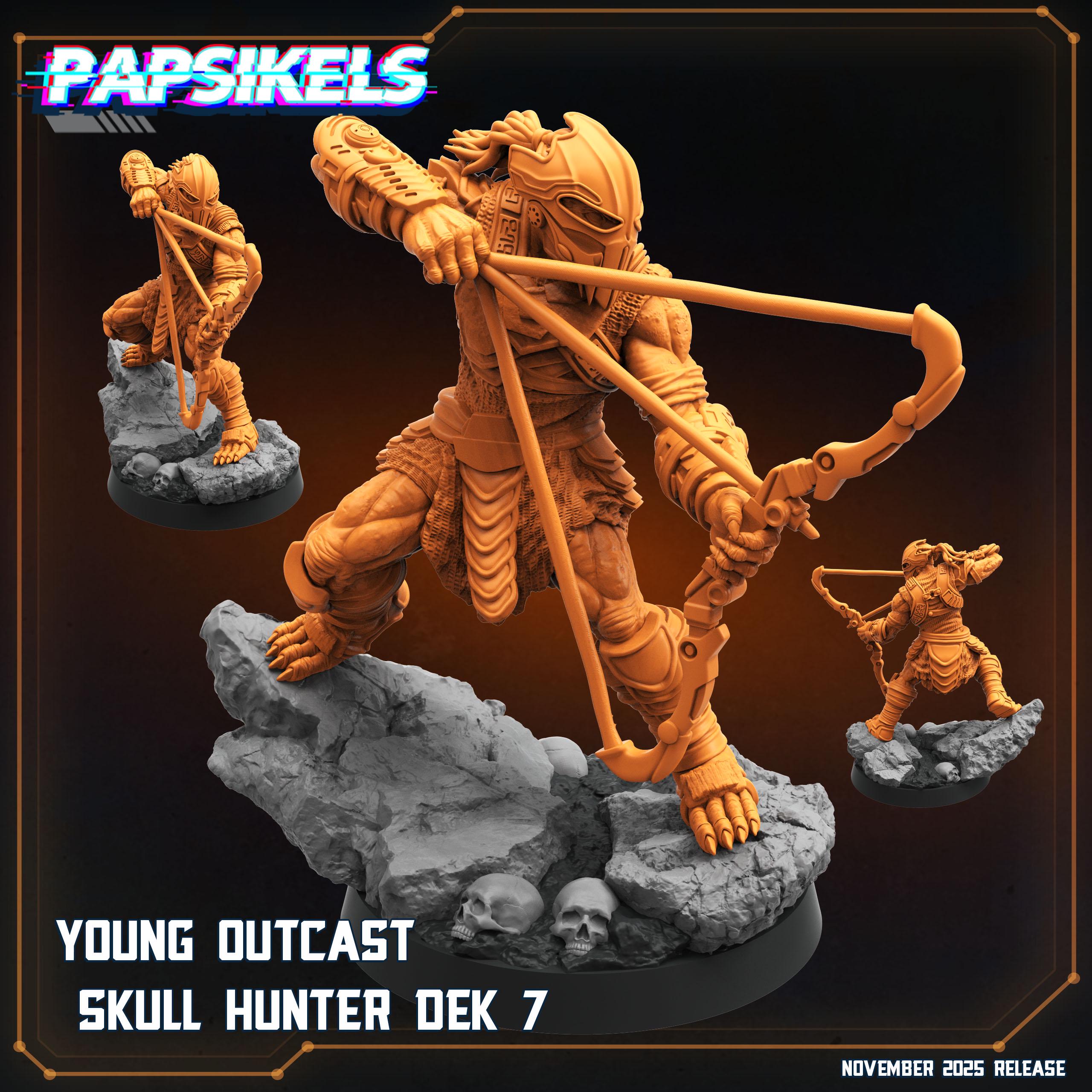 Sci-Fi Skull Hunter Miniature: Young Outcast Dek for Tabletop RPG (28mm/32mm Scale)