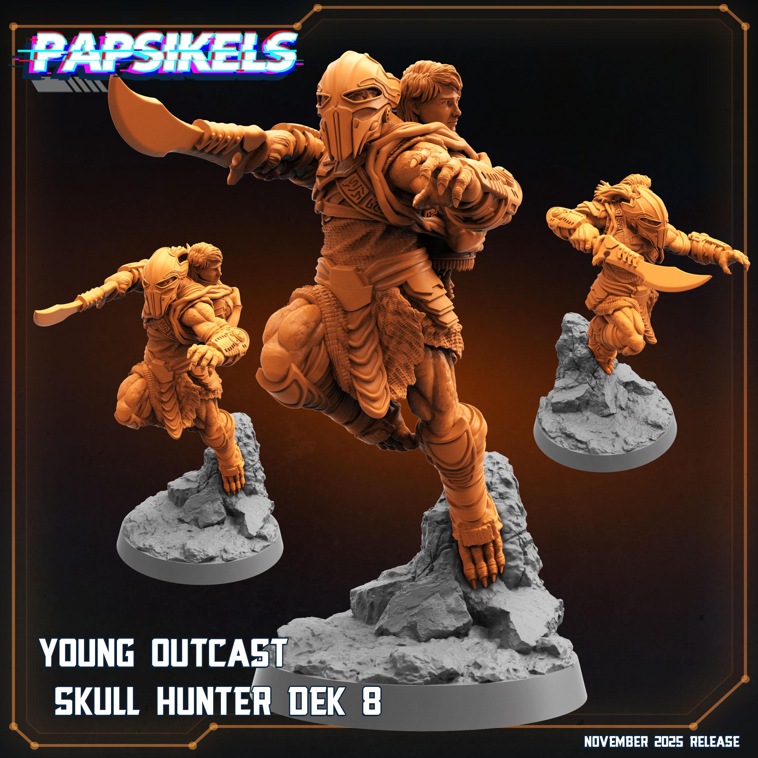 Sci-Fi Skull Hunter Miniature: Young Outcast Dek for Tabletop RPG (28mm/32mm Scale)