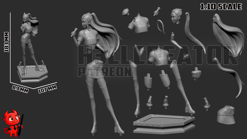K-Pop Demon Hunters Diorama | Zoey, Rumi & Mira | H3LLcreator | Interlocking Display Set | Premium Resin Print