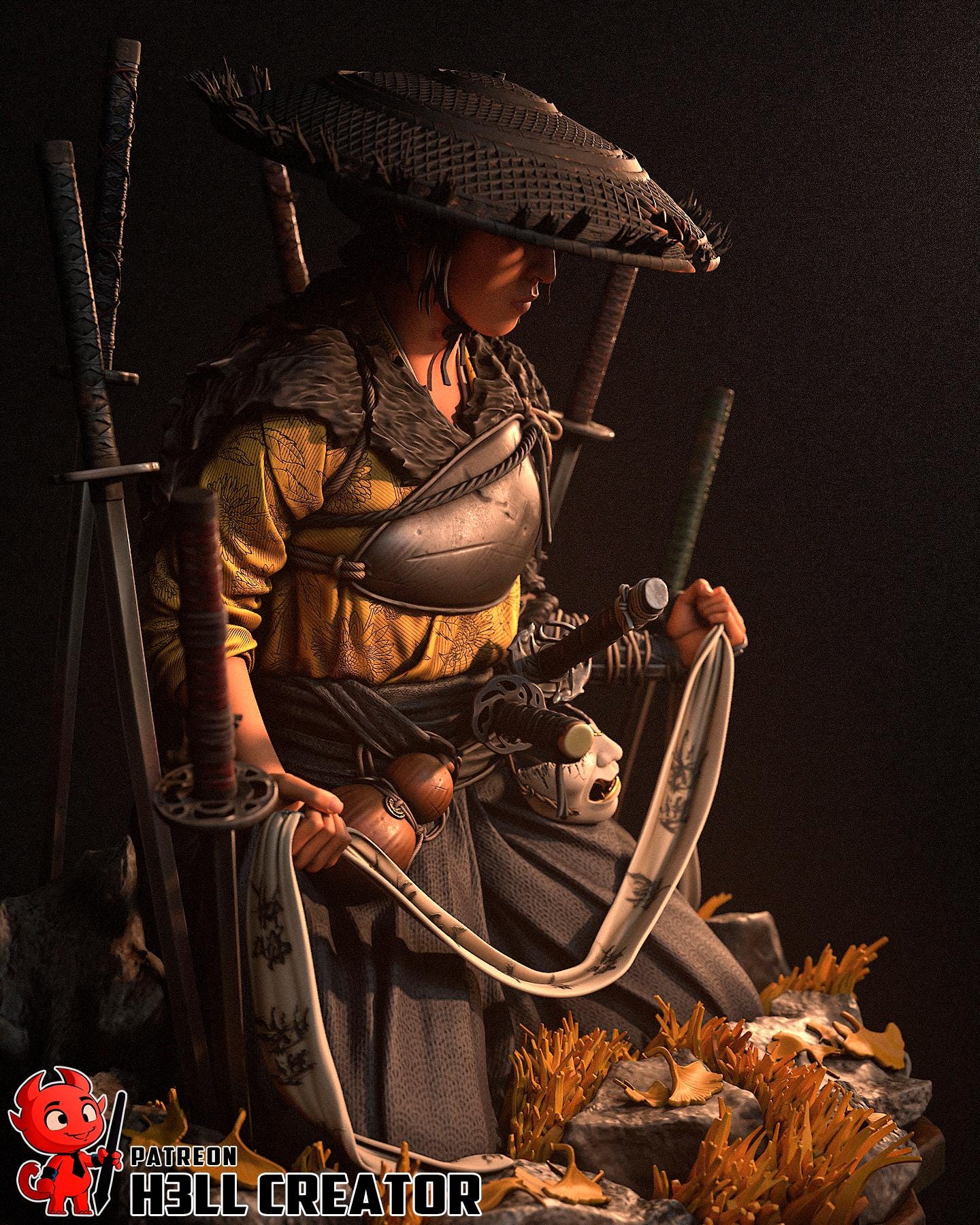 Atsu (Fan Art) – Ghost of Yotei | H3LLcreator | Full Model or Bust | Premium Resin Print