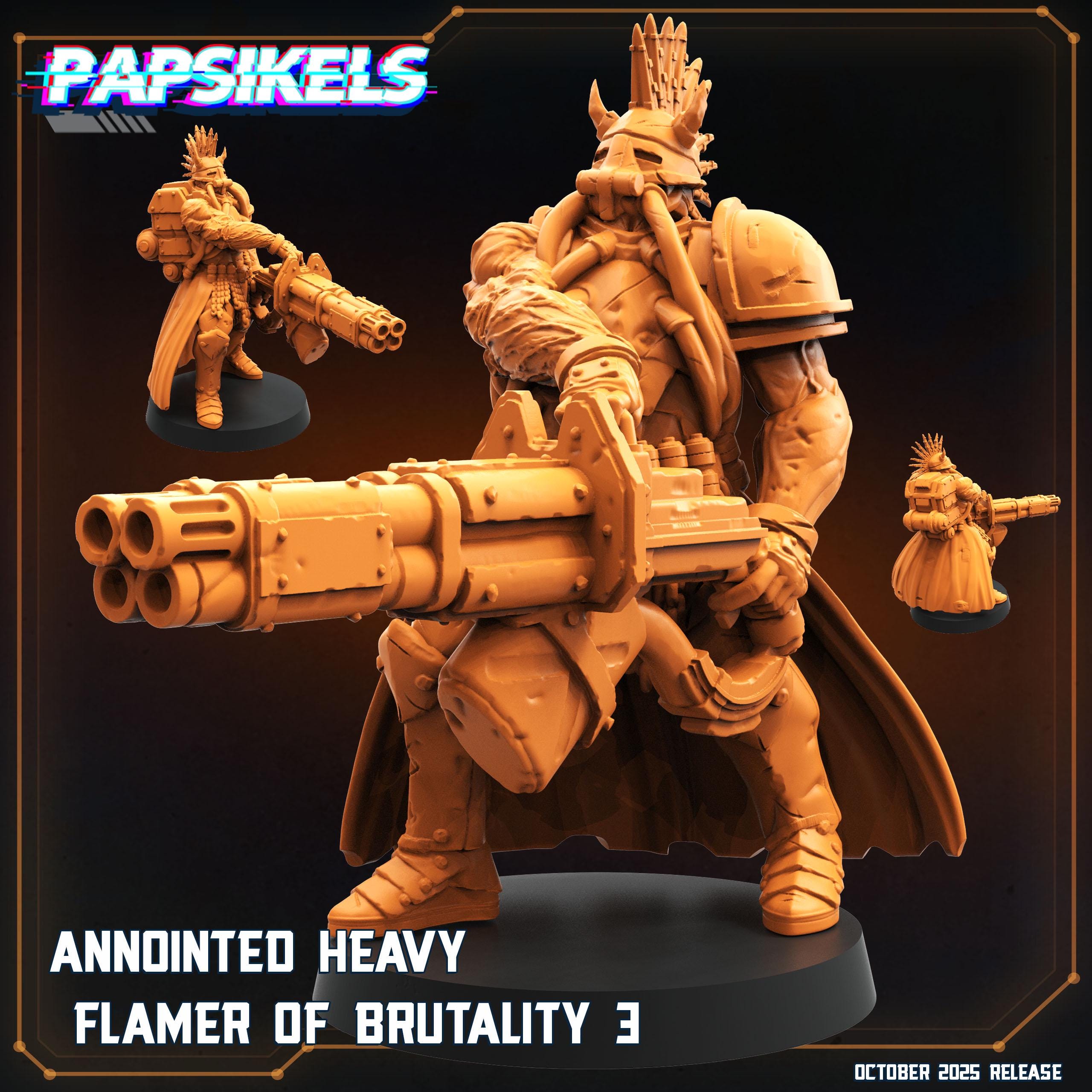 Annointed Heavy Flamer of Brutality | Papsikels | Trench Crusade | 28mm or 32mm Scale | Individual or Set of 3
