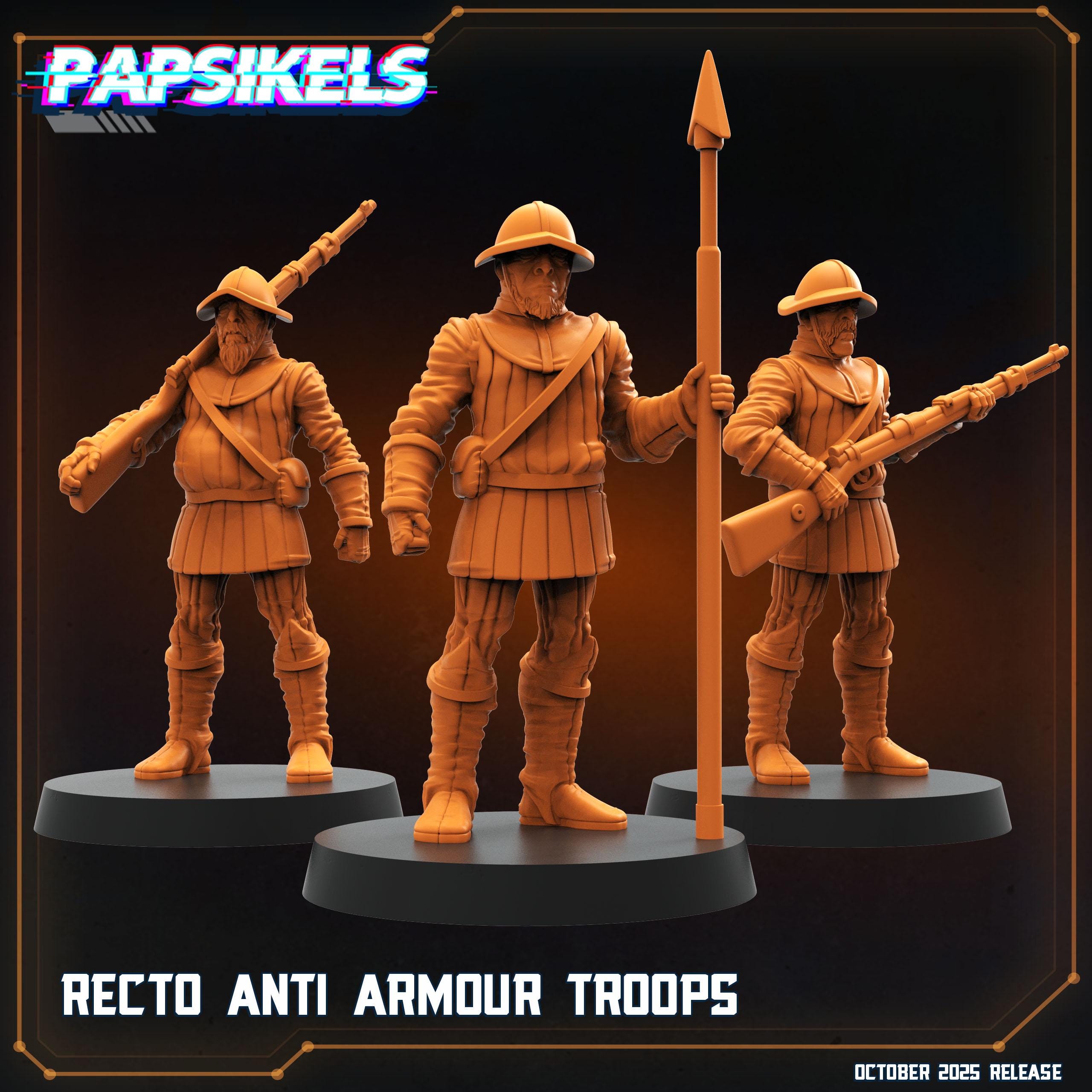 Recto Anti-Armour Troops | Papsikels | Trench Crusade Collection | 28mm or 32mm Scale | Set of 3 Resin Miniatures