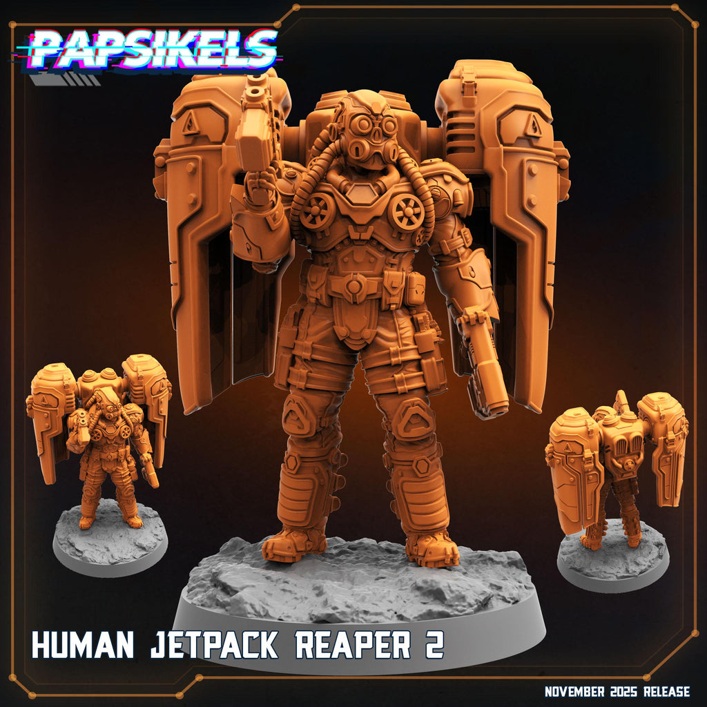 Human Jetpack Reaper 1–7 | Papsikels | Helldivers-Inspired | 28mm or 32mm Scale | Resin Miniatures