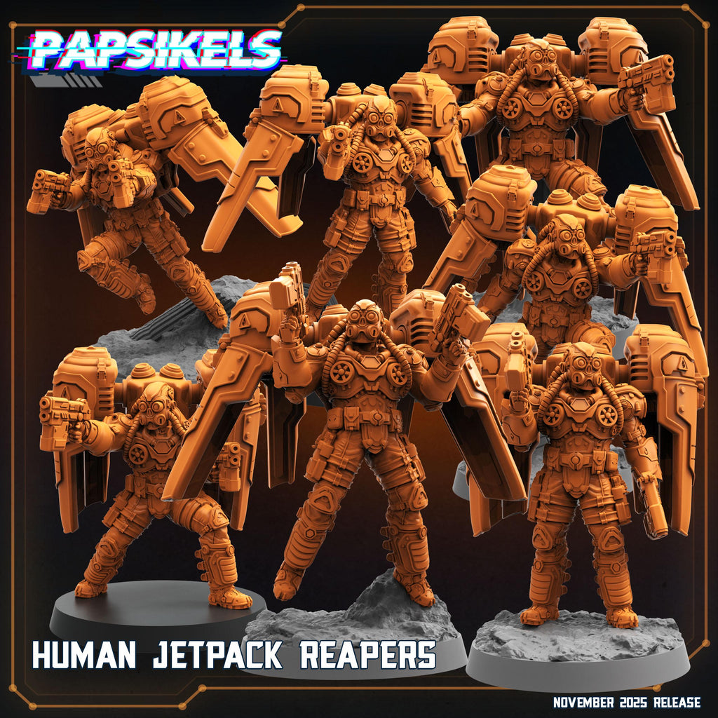 Human Jetpack Reaper 1–7 | Papsikels | Helldivers-Inspired | 28mm or 32mm Scale | Resin Miniatures
