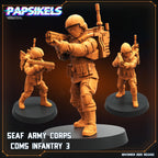 SEAF Army Corps Comms Infantry 1–5 | Papsikels | Helldivers-Inspired | 28 mm or 32 mm Scale | Resin Miniatures