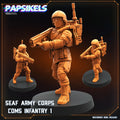 SEAF Army Corps Comms Infantry 1–5 | Papsikels | Helldivers-Inspired | 28 mm or 32 mm Scale | Resin Miniatures
