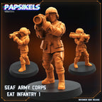 SEAF Army Corps EAT Infantry 1–5 | Papsikels | Helldivers-Inspired | 28 mm or 32 mm Scale | Resin Miniatures