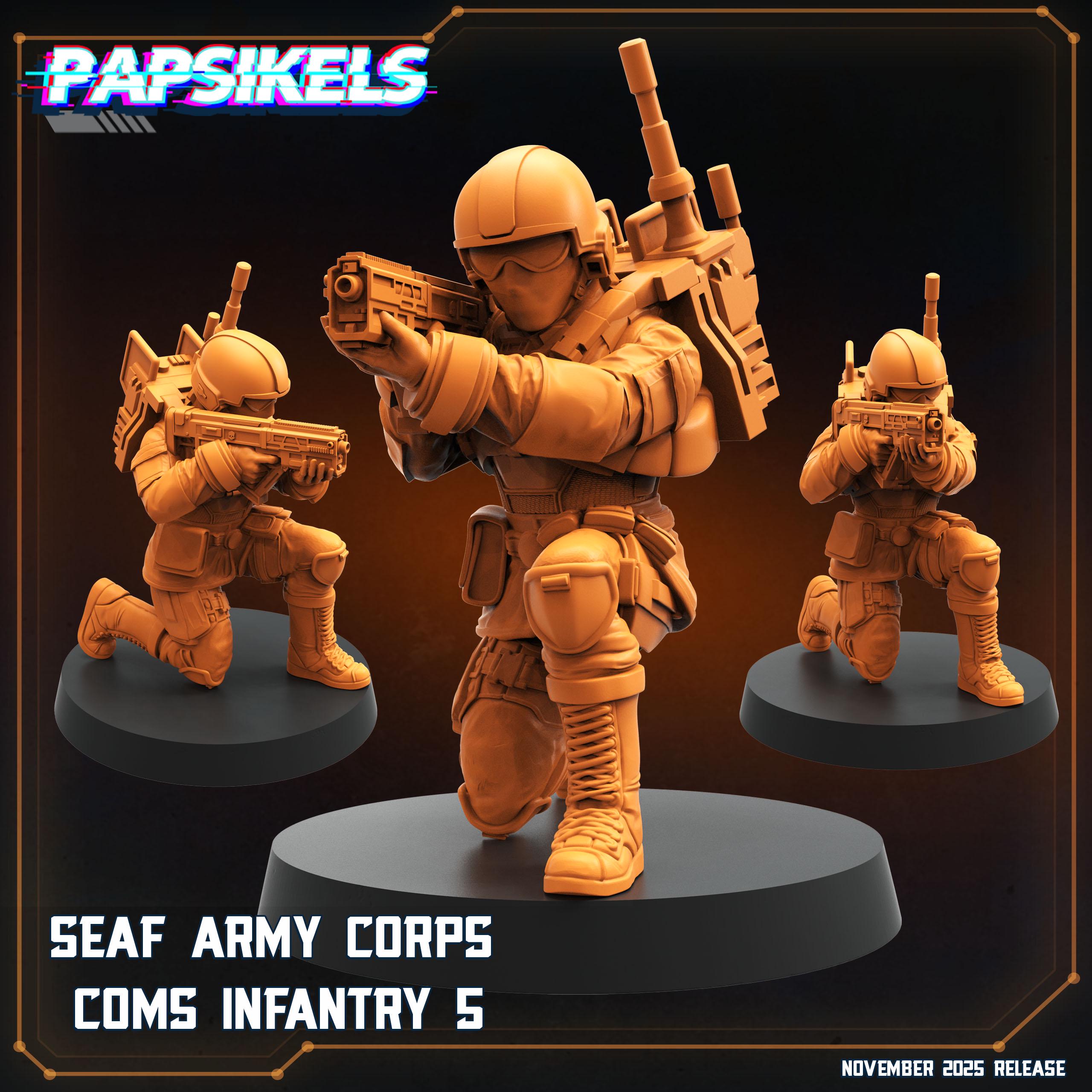 SEAF Army Corps EAT Infantry 1–5 | Papsikels | Helldivers-Inspired | 28 mm or 32 mm Scale | Resin Miniatures