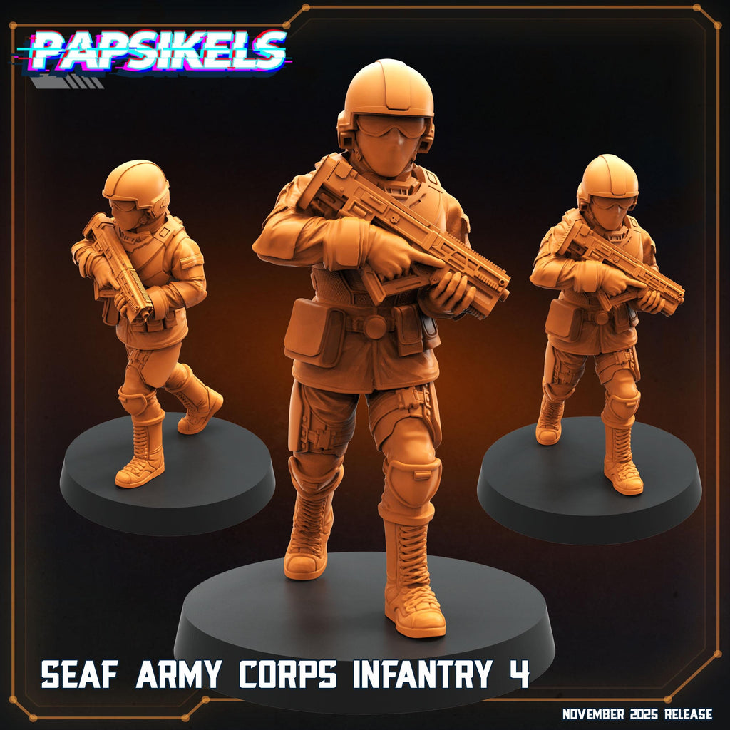 SEAF Army Corps Infantry 1–5 | Papsikels | Helldivers-Inspired | 28 mm or 32 mm Scale | Resin Miniatures