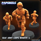 SEAF Army Corps Infantry 1–5 | Papsikels | Helldivers-Inspired | 28 mm or 32 mm Scale | Resin Miniatures