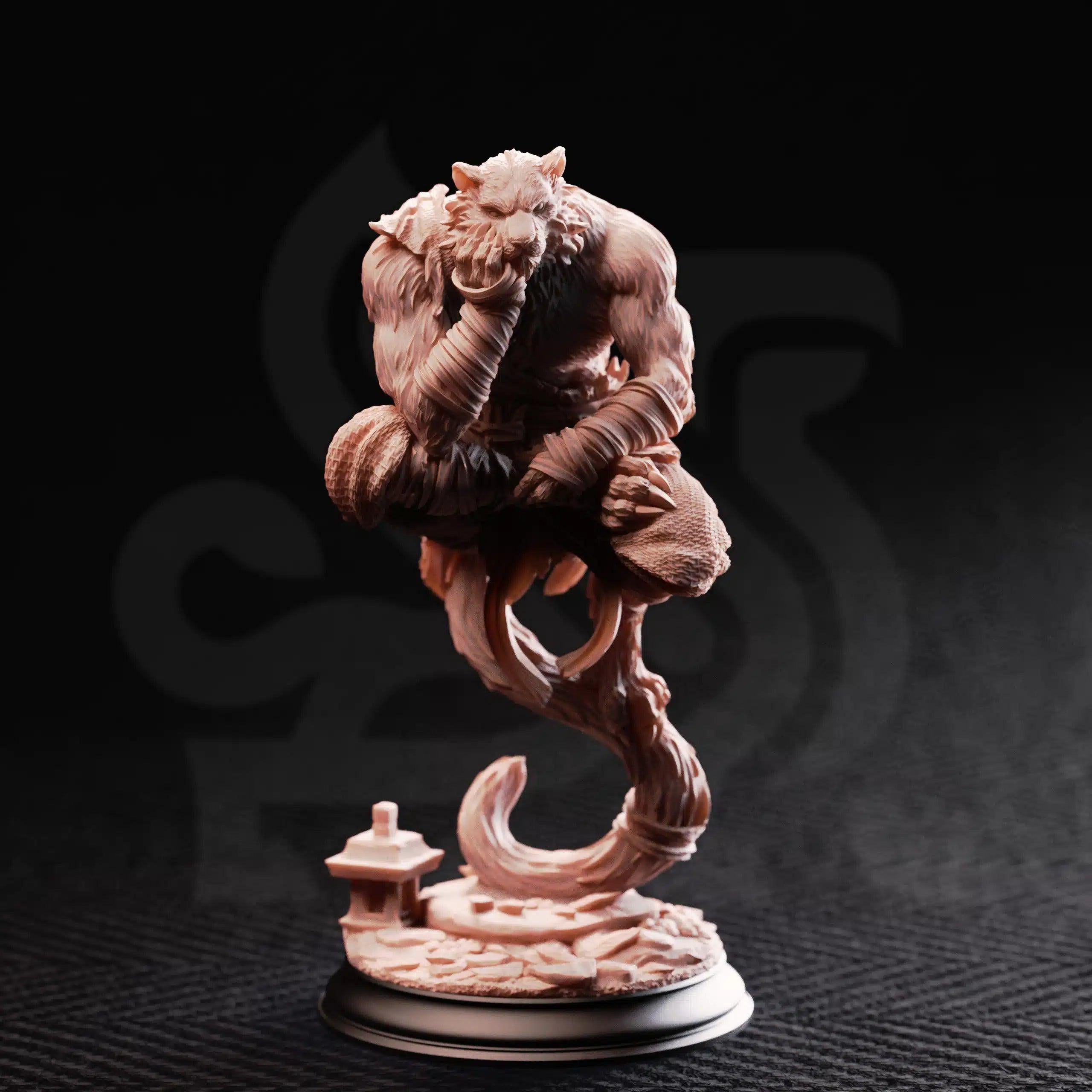 Raiko of the Wardens – Catfolk Wanderer - 3D Monk Miniature