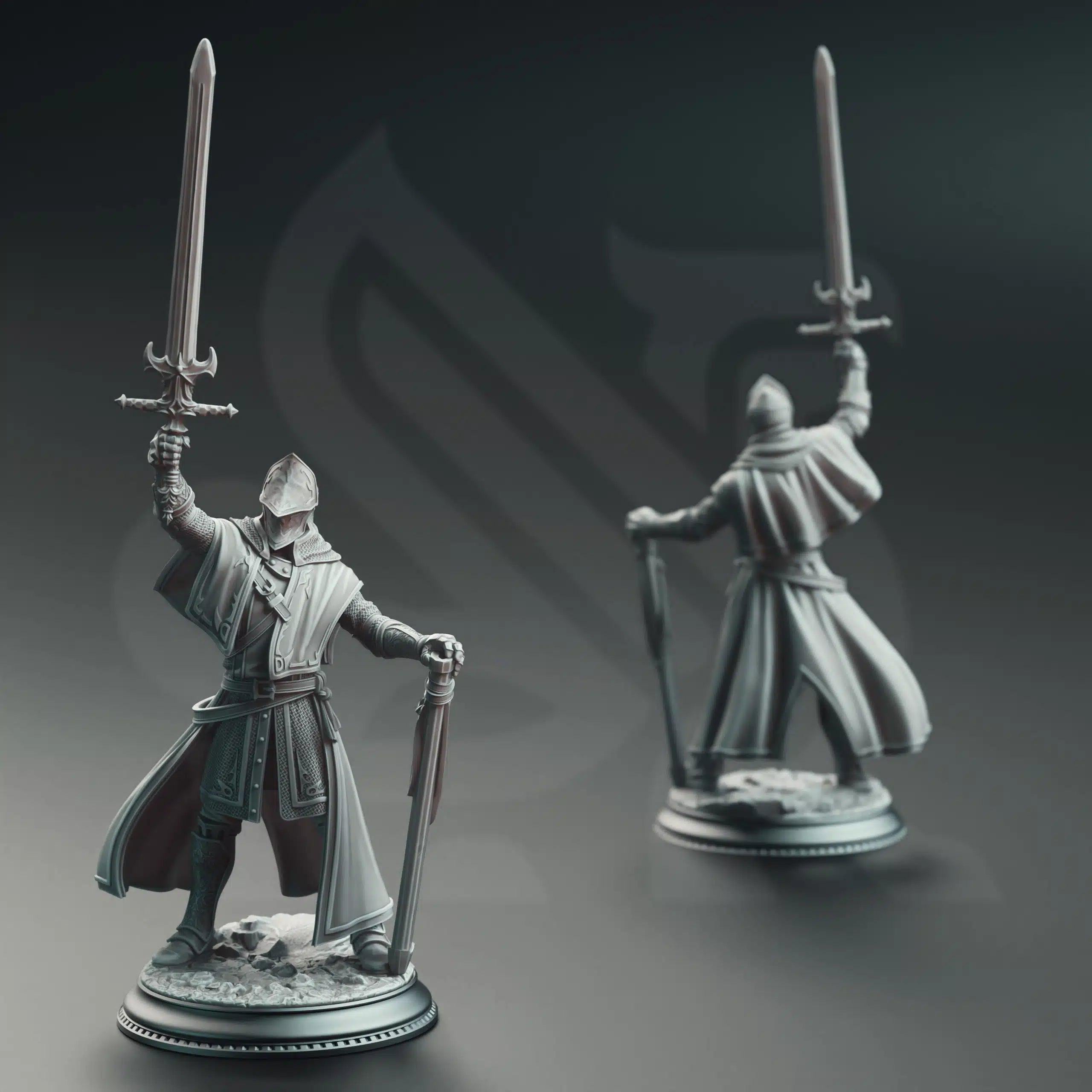 Vicar Atticus The Priest Knight - 3D Printed Paladin Character Miniature