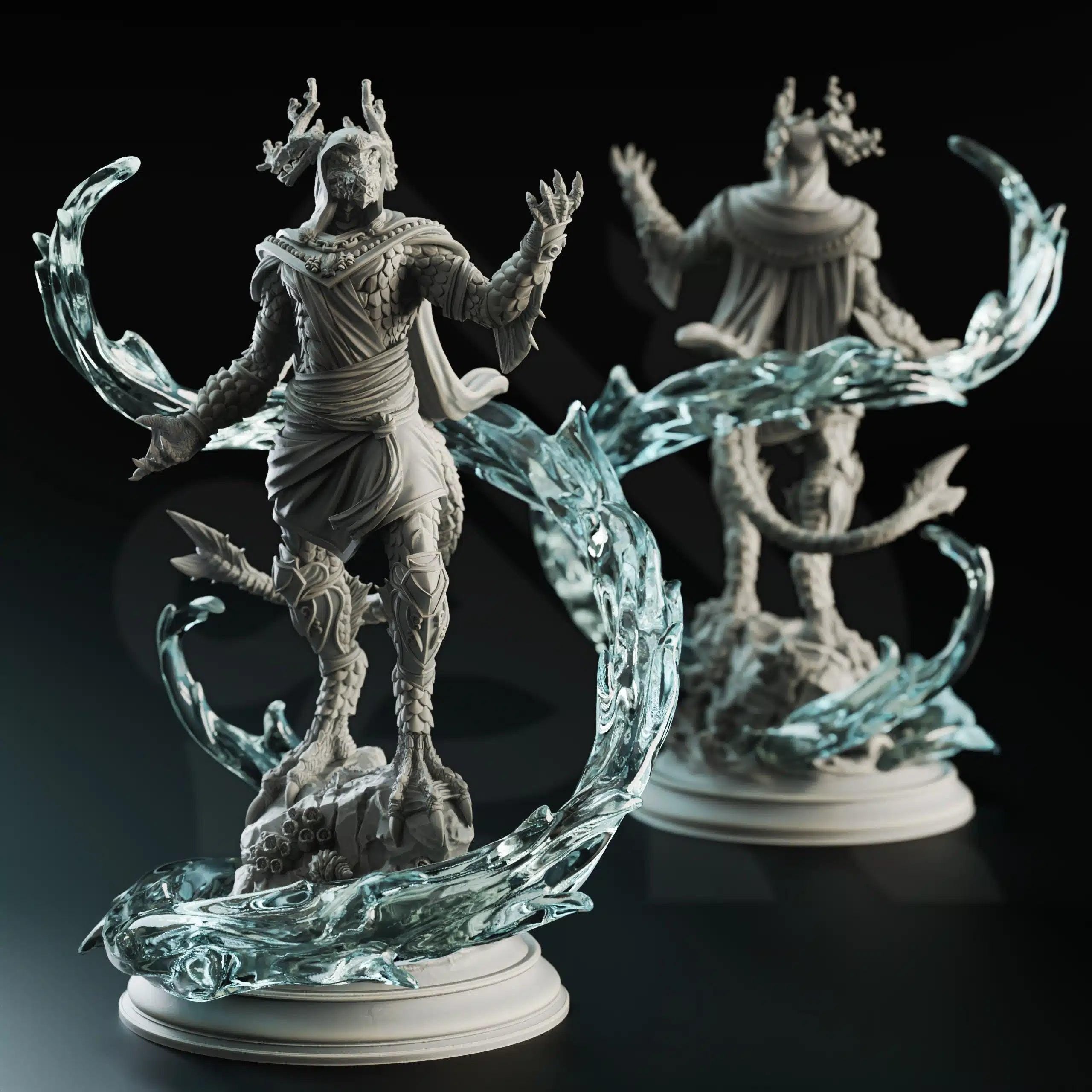 Voskathar Dragonborn of the Tides - 3D Printed Sorcerer Character Miniature